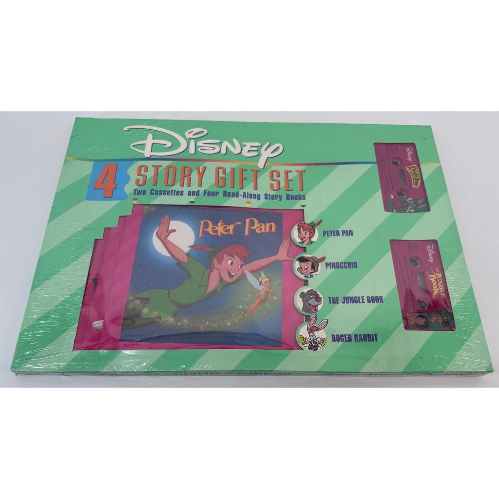 New Vintage Disney 4 Story Gift Set Peter Pan Pinocchio Jungle Book Roger Rabbit